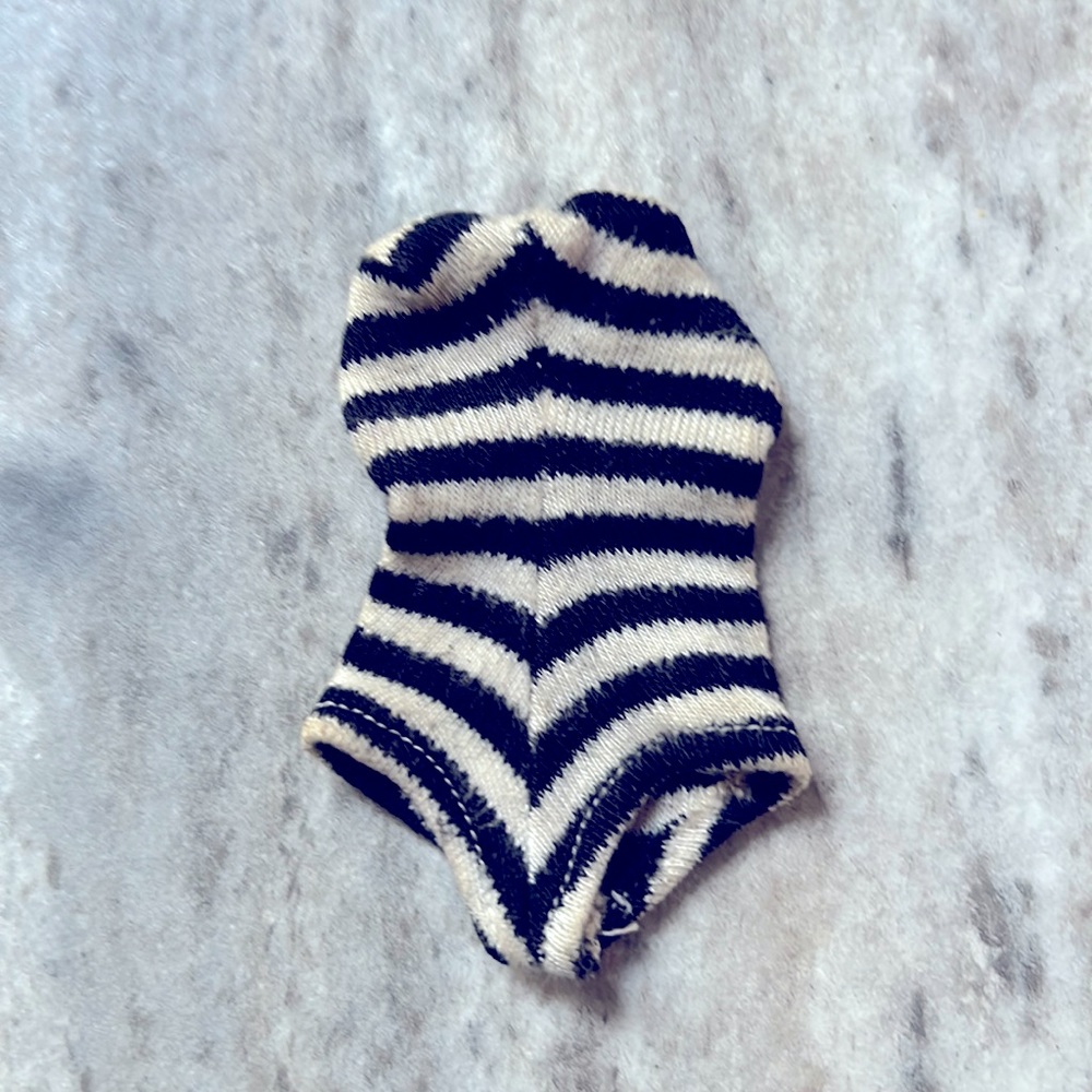 Barbie Doll swimsuit. 1959 - 1961.  Original black and white striped.